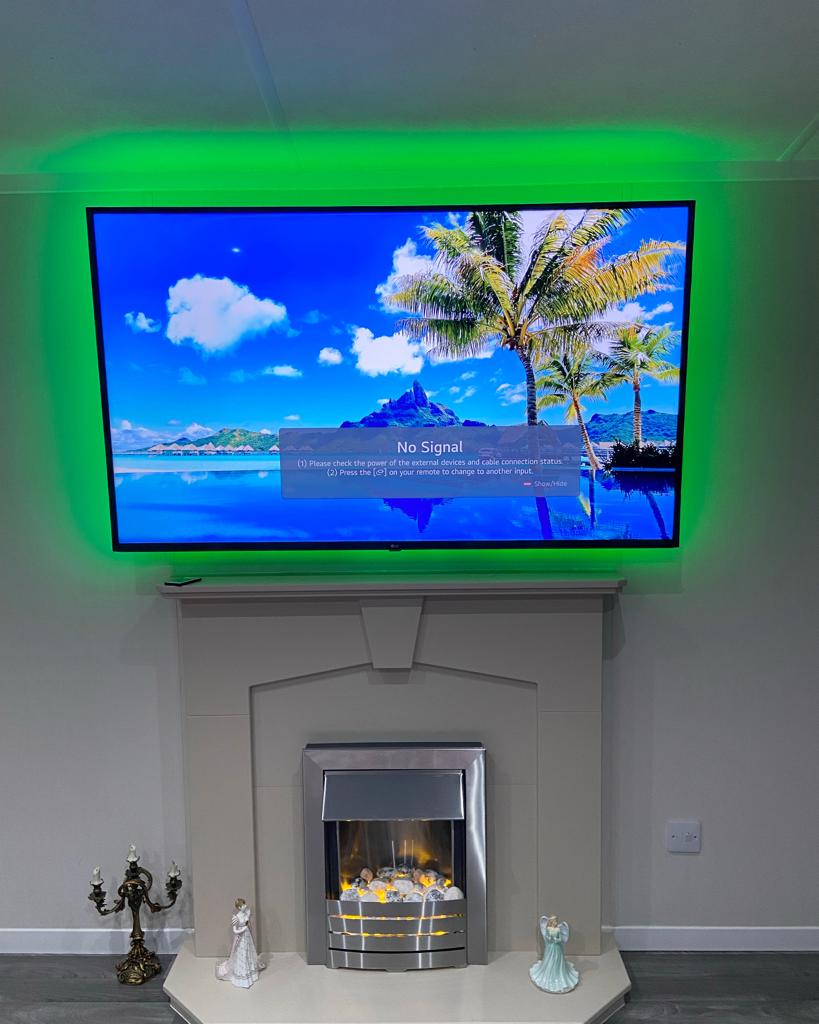 TV installation above fire place