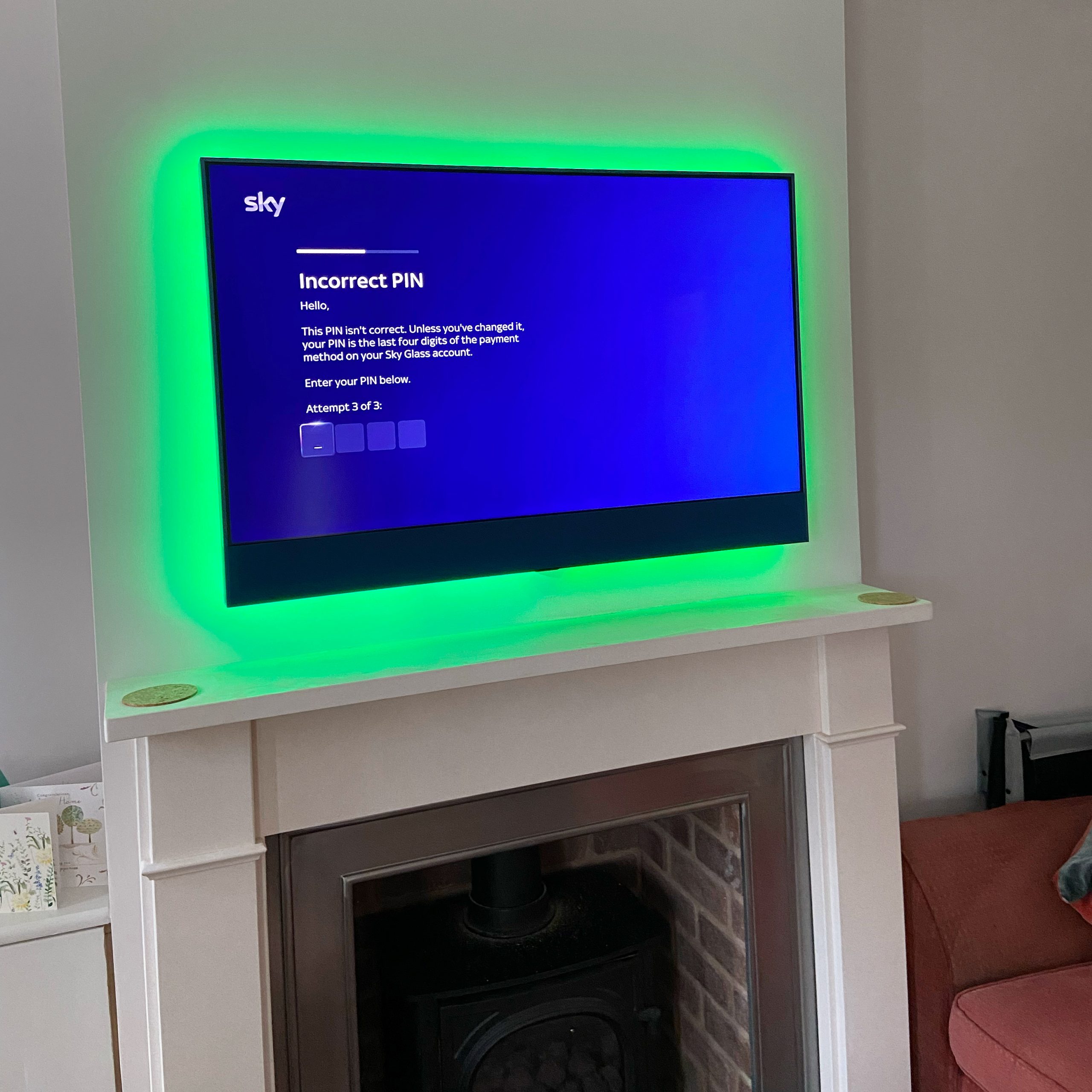 TV installation above fire place